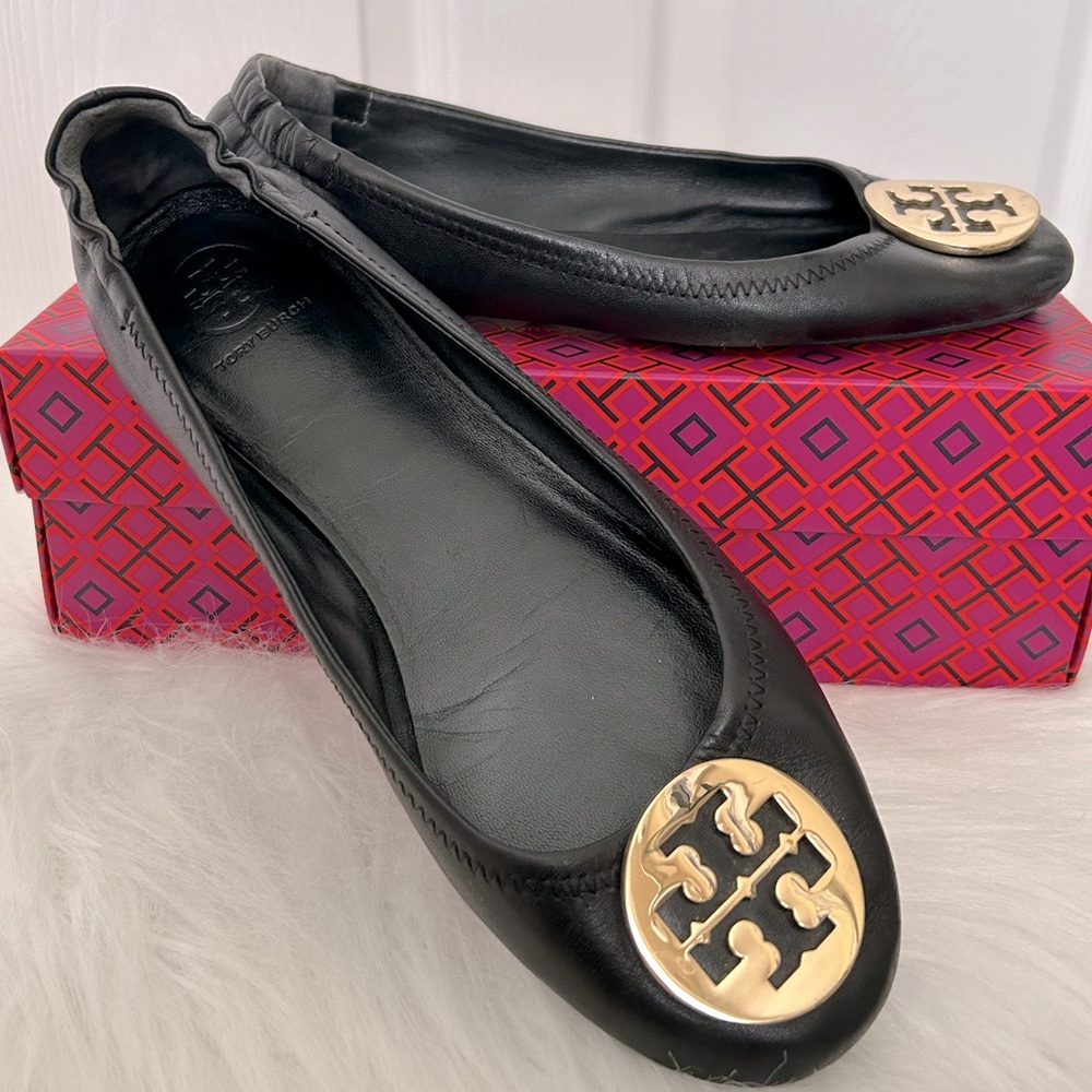 Tory Burch Black Minnie Flats
